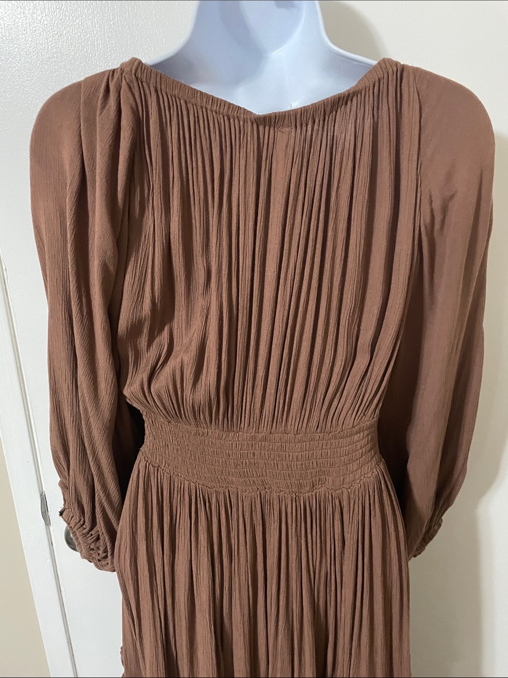 Free People Boho Ruffle Maxi Dress in Brown Size Small - Picture 7 of 11